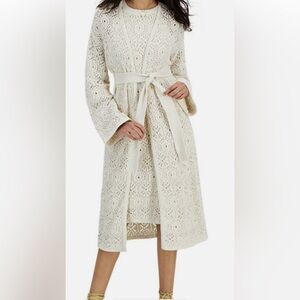 INC International Concepts Cream Crochet Cardigan Sz M